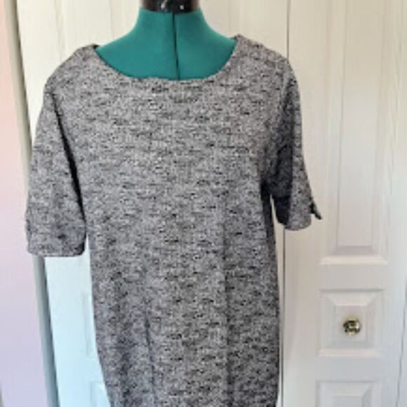 Adrienne Vittadini Cotton Tweed Shift Knee Length Unlined Tunic Dress - Picture 7 of 13